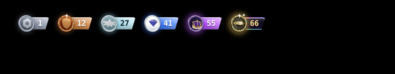 Level medals from several tiers