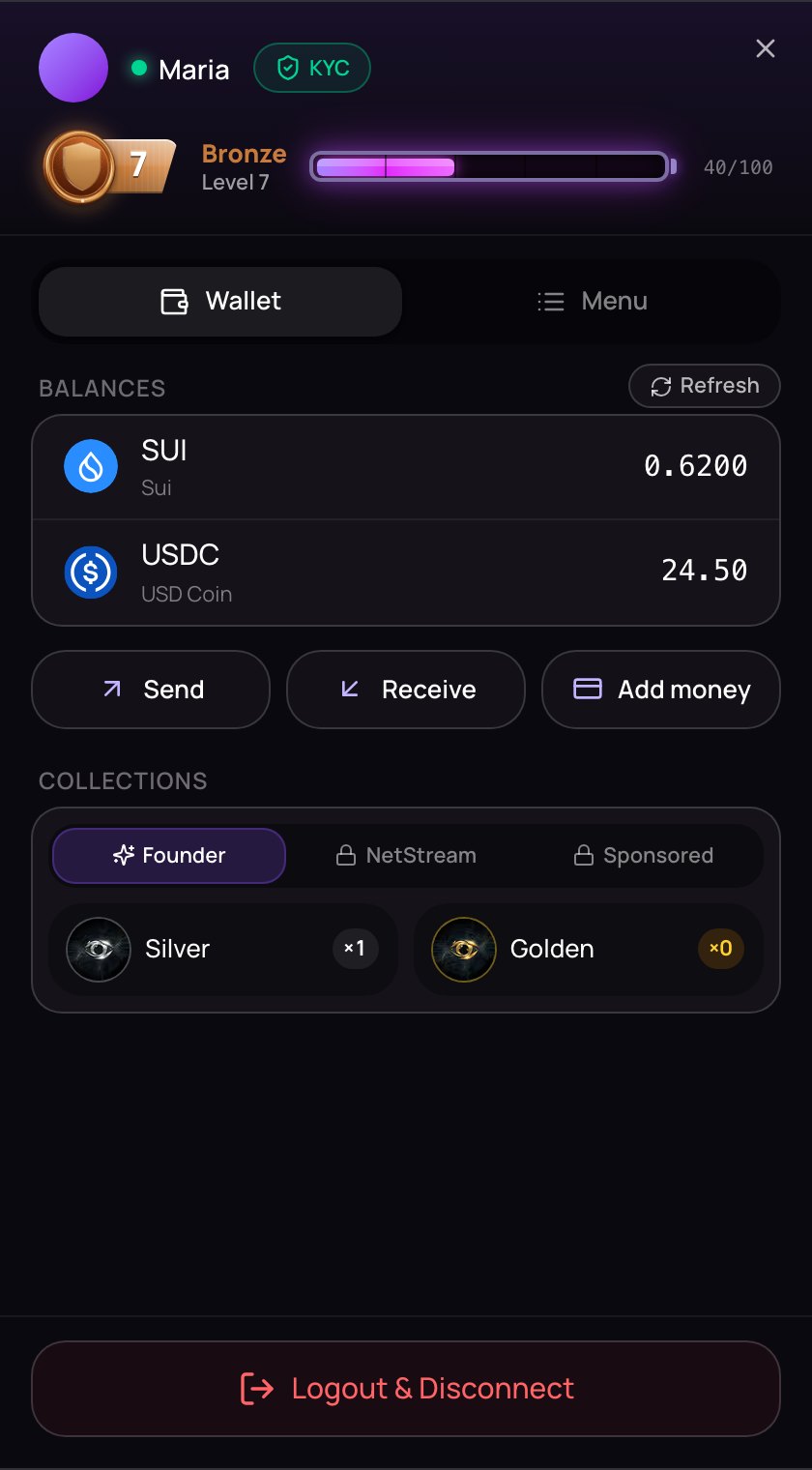 The account menu on the Wallet tab: Balances with Refresh, then Send, Receive and Add money