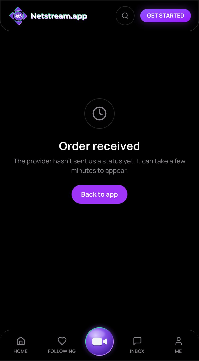 The page you come back to after the provider